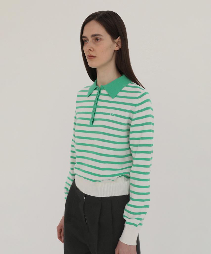 Leuba Stripe Cotton Polo Knit - Mint Stripe