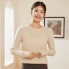 100% Pure Cashmere Women's Round Neck Knit Sweater with Wheat Ear Jacquard Design