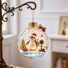 Warm Light Christmas Scenes 3D Animal Faux Crystal Ball Ornament, Lighted Acrylic Hanging Decor Indoor Party Accents with Hedgehog Penguin Panda, LED
