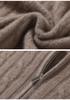 Luxury Double Zipper Heavy Duty Cable Knit Cashmere Cardigan for Women - High Neck, Loose Fit, Slimming, Thick Sweater Coat