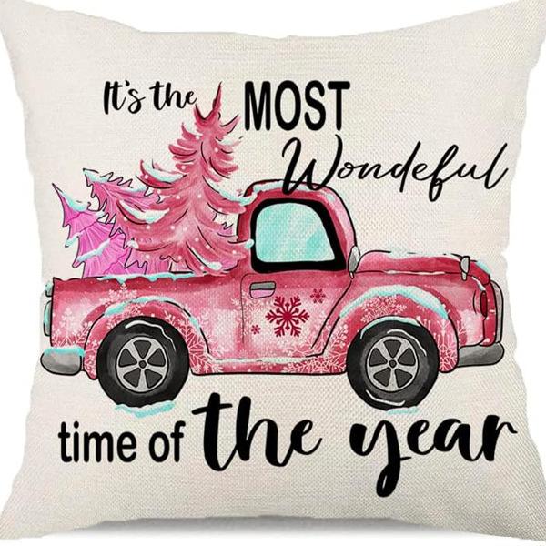 Christmas Pillowcase Linen Print Elk Snowman Home Decoration Sofa Cushion Cover
