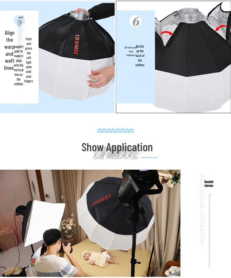 8K Gold 56CM/65CM/85CM Spherical Softbox: Portable Photography Light Ball Cover