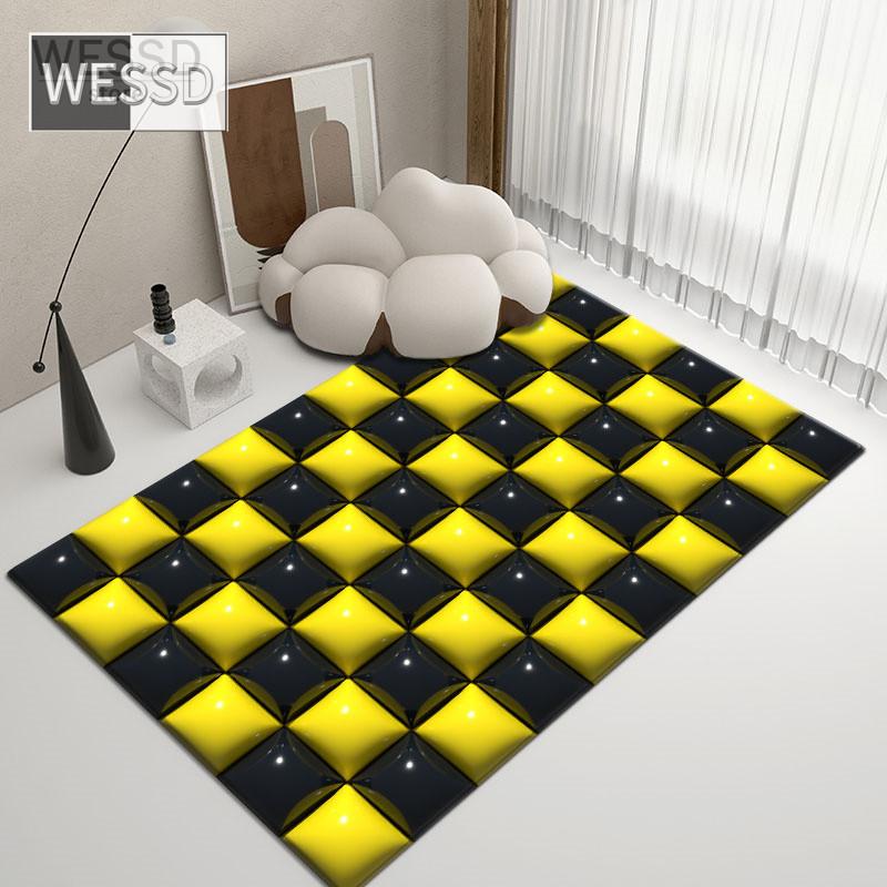 3D Carpet Geometric Plaid Large Size Room Rugs Gaming Room Mat Decoration Bedroom Checkerboard Carpet For Bathroom Mat
