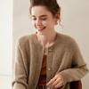 Women's Thickened Cashmere Cardigan - Autumn/Winter, Long Sleeve, Round Neck, Loose Fit, Single-Breasted Knitwear.