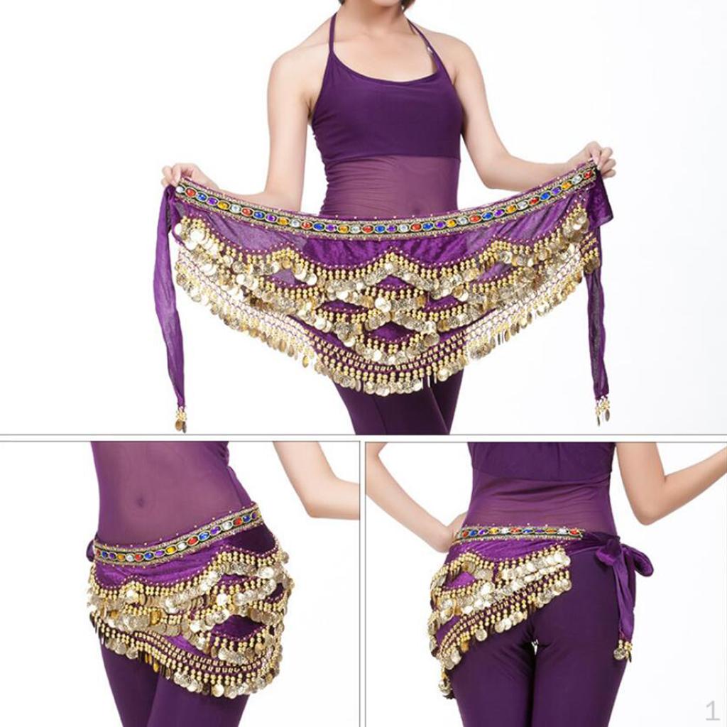 Fashion Style Velvet Dangling Coins Belly Dance Triangle Hip Scarf