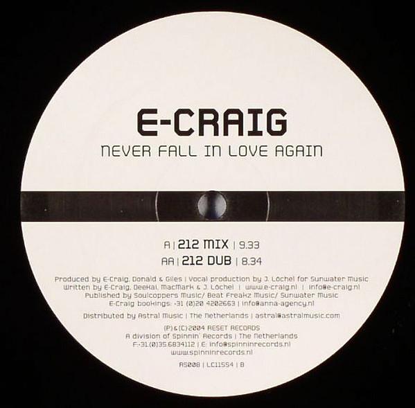 

12inch Record ECRAIG Never Fall In Love Again RS008 Reset Records 2004 Netherland Dance Electronica Used