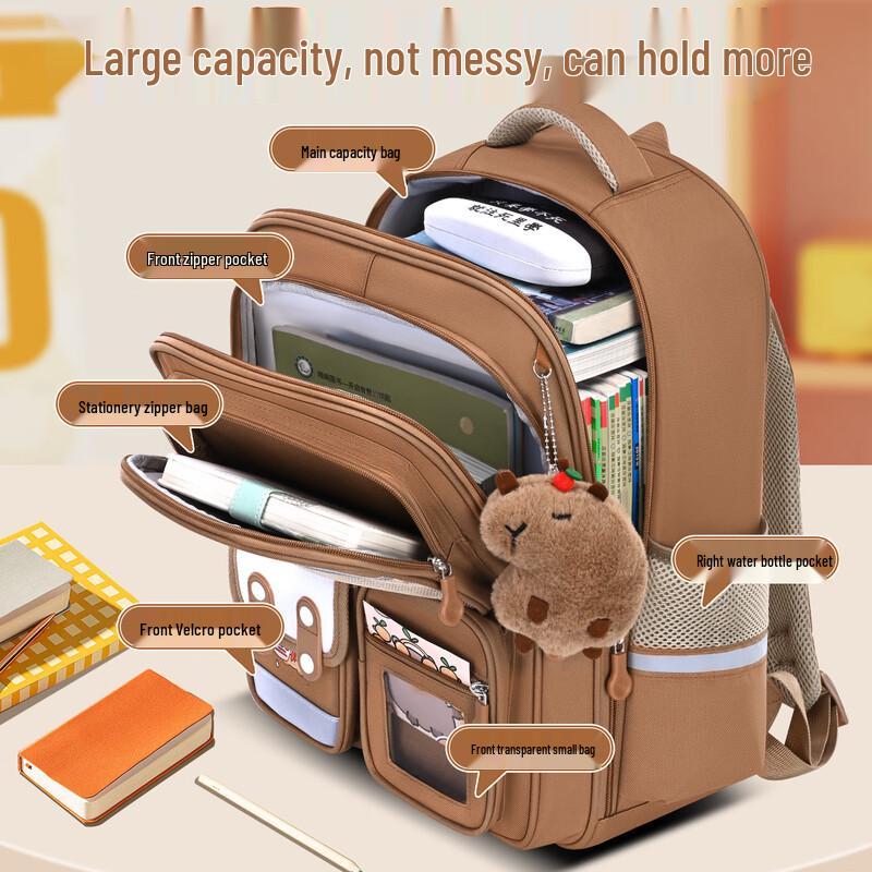 Leichter Schultaschen-Rucksack für Kinder mit Capybara-Motiv