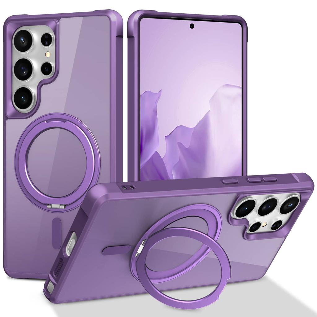 For Samsung Galaxy S25/S24 Ultra/S25 Plus Case with 360° Rotatable Magnetic Ring[Compatible with Magnetic][Invisible Kickstand]