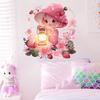 Pink Floral Little Girl Wall Sticker Self-Adhesive Removable for Kids Bedroom Living Room Study Home Decor