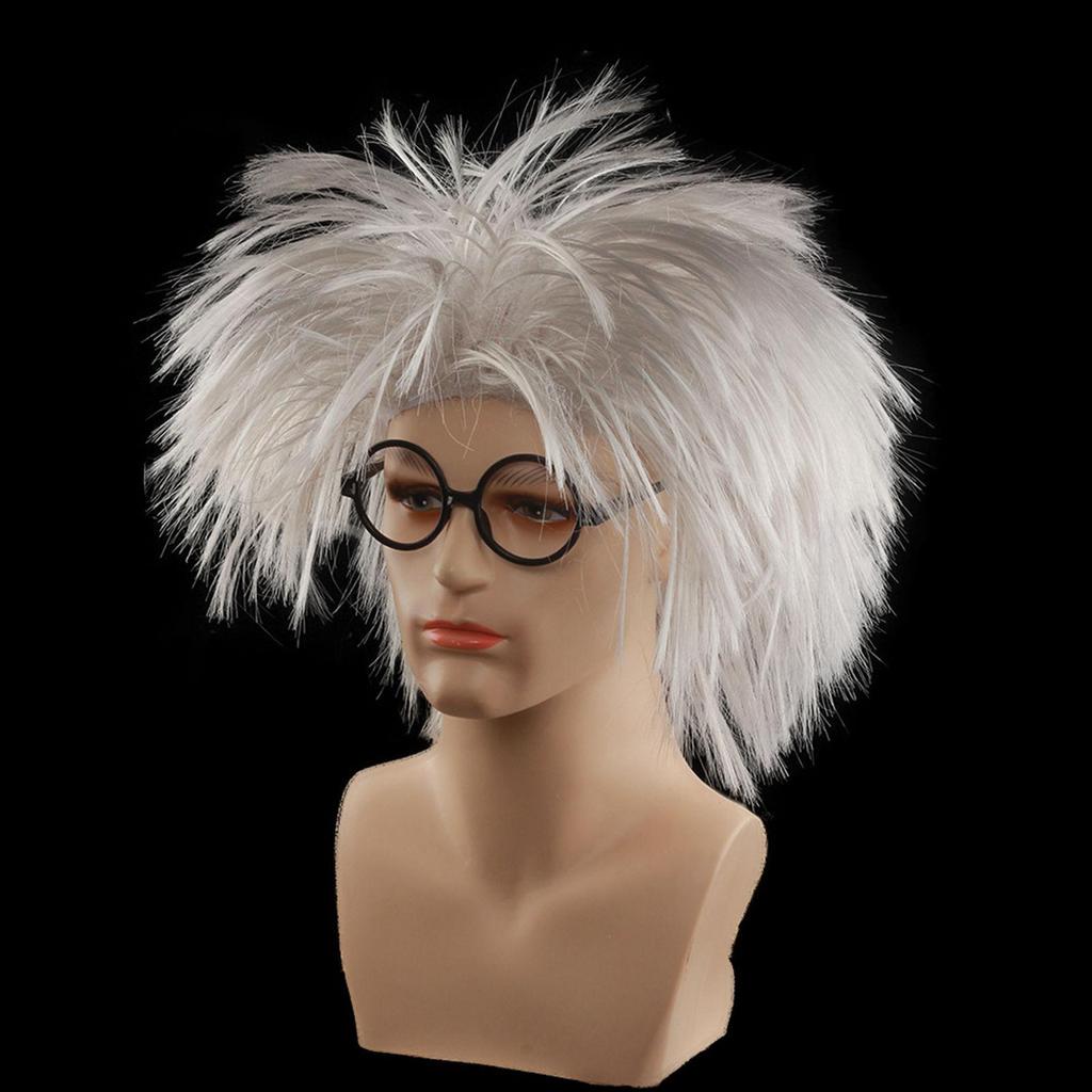 Old Man Wig Dressing up Teacher Role Play Physicist Adults Men and Glasses