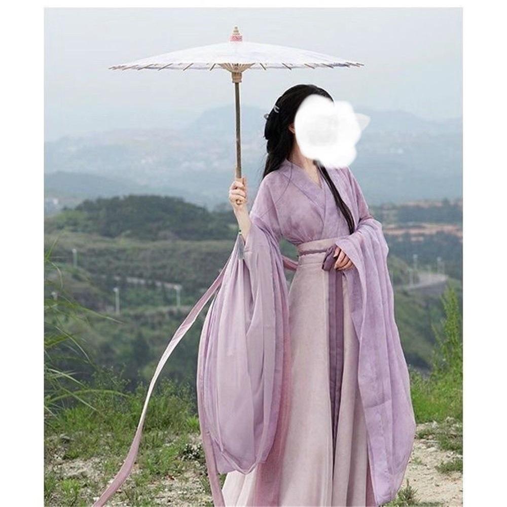 Elegant Hanfu Women Cross Collar Chinese Style Dance Dress For Wei And Jin Dynasties