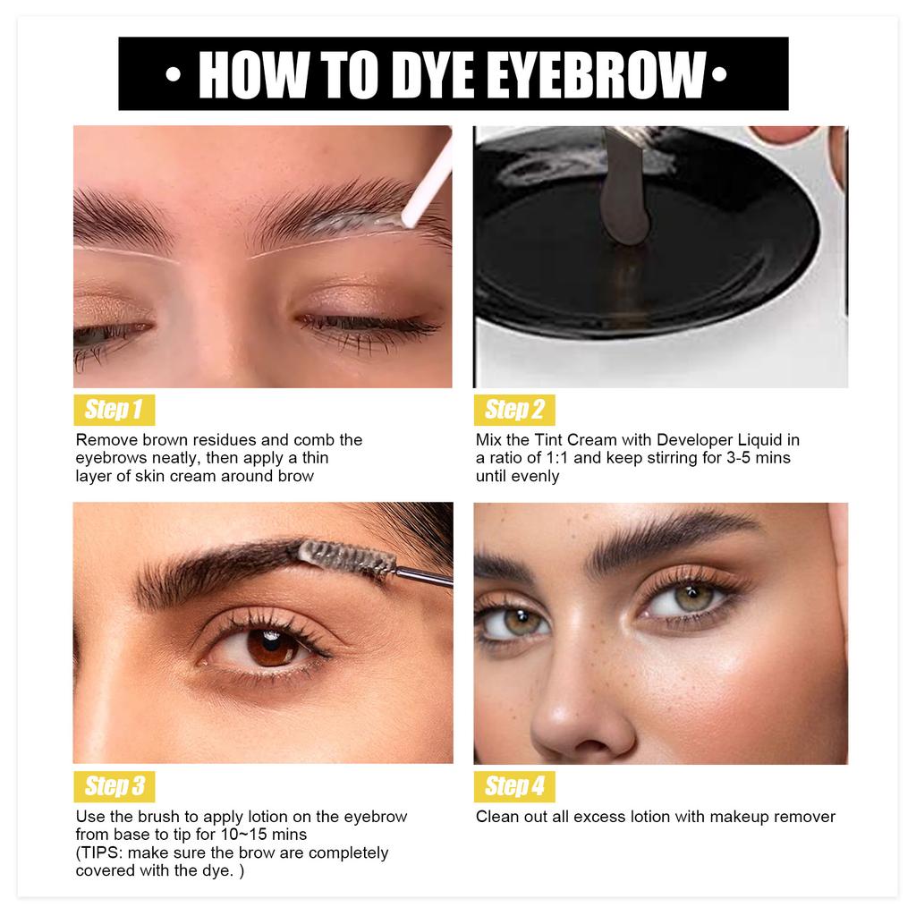 Brow Lash Tint Set, Sweat-Proof Color-Fast Non-Smudge 2-in-1 Eyebrow Eyelash Tinting Set