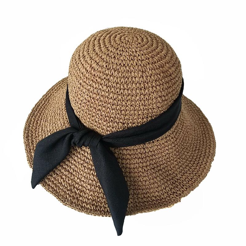 Straw Hat Female Summer Small Fresh Big Brim Fisherman Straw Woven Tide Sun Protection Sun Hat Beach Sun Hat