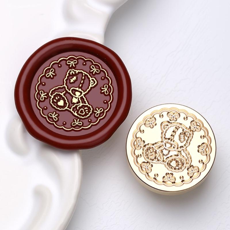 Vintage Seal Stamp Head Small Bear Animal Seal Stamp for Seal Envelope Card Party Invitation Packaging Christmas Wedding