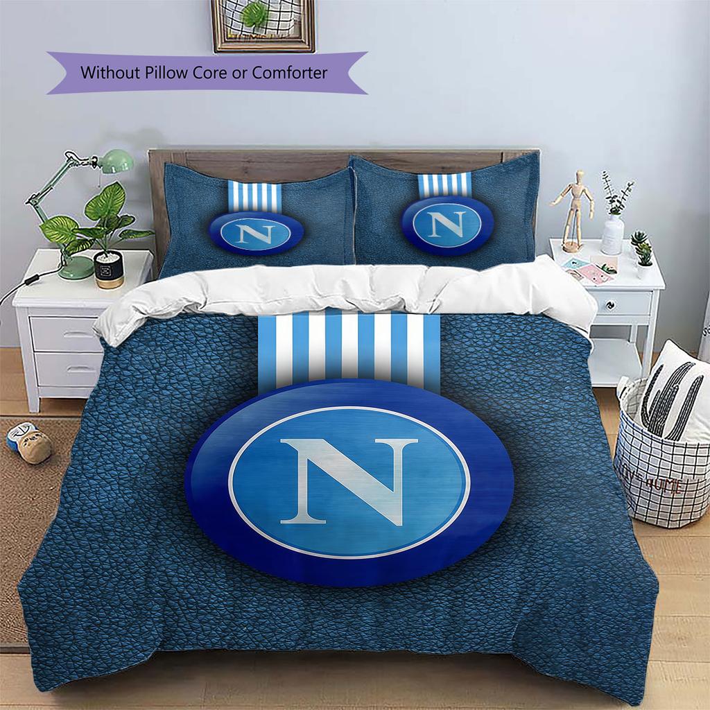 SSC Napoli Pattern Bedding,Quilt Set Quilt Cover Pillowcase Home Birthday Gift(1 * duvet cover + 2 * pillowcase, without core)
