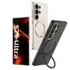 Plating Rotating Holder Magnetic Wireless Charging Phone Case for Samsung Galaxy S26 Ultra Leather Shockproof Protective Cover