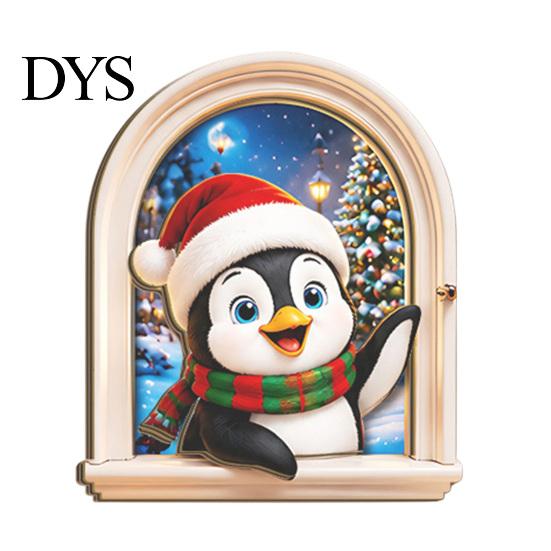 Holiday Party Home Decor Arch Wooden Christmas Fridge Magnet Set, Window Frame Refrigerator Decorative Magnets Magnetic for Metal Surface, Festive