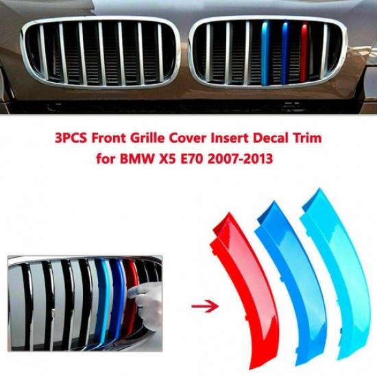 M-Color Front Grille Grill Cover Strips Clip Trim Fits BMW X5 E70 2008-2013 New