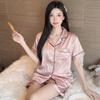 French princess style summer short-sleeved pajamas female cartoon dachshund dog ice silk satin thin loungewear set