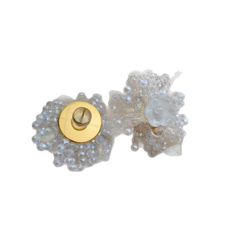 Light Luxury Crystal Pearl Stud Earrings White Flower Beaded Women'S Natural Exquisite Flower Earrings Earrings