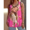 Summer Women's Large Size Colorful Creativity Portrait Flower 3D Printing Vest Loose Fashionable Comfortable Soft Breathable O Neck Sleeveless Vest