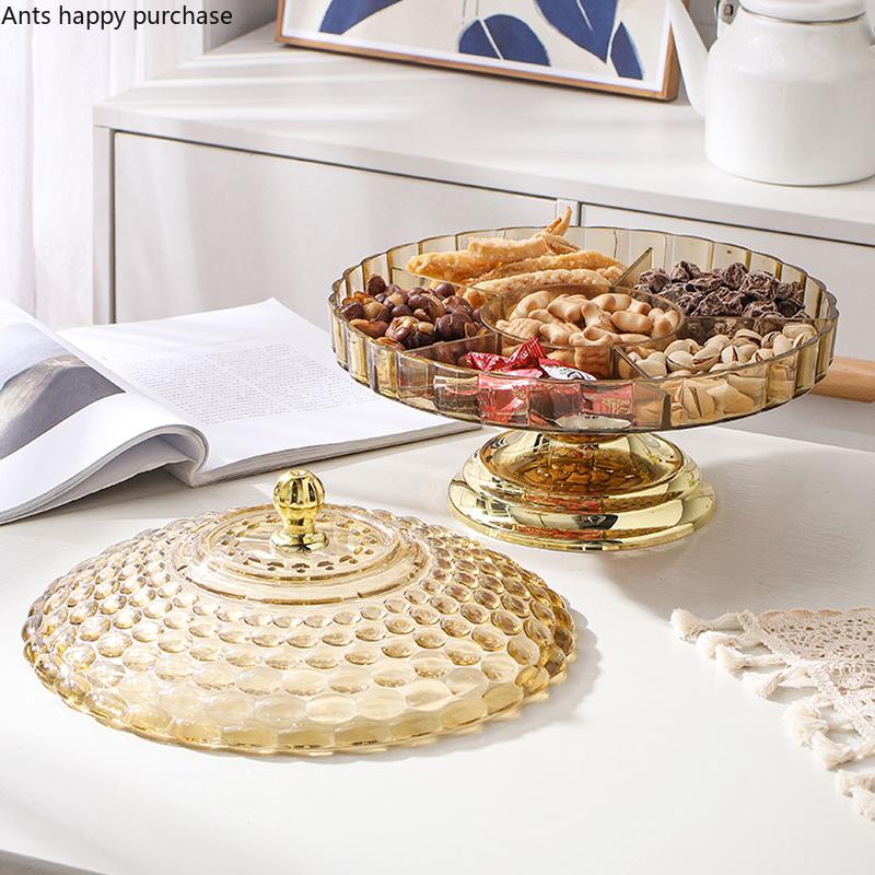 Acrylic Dried Fruit Box with Cover 6 Grids Snack Tray Candy Box Nut Plate Food Storage Boxes Storage Bin Snack Boxes Snack Plate