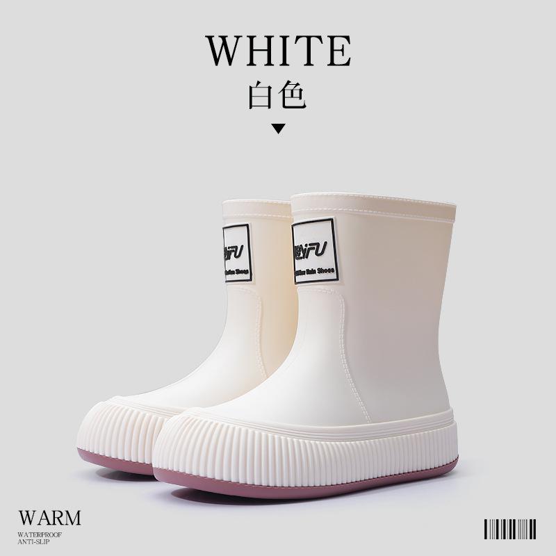 Fashion Women's Rain Boots Trendy Mid Calf Rainboots Waterproof Garden Shoes for Women Outdoor Non Slip Rubber Galosh Botas Lluvia Mujer