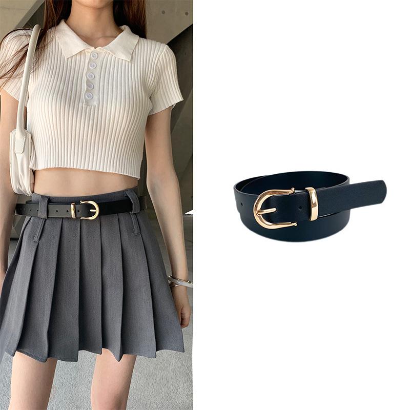 Women'S Belt Vintage Carved Needle Buckle Punk Hip Hop Rock Style Jeans Belt Y2K Belt Pu Leather Belt