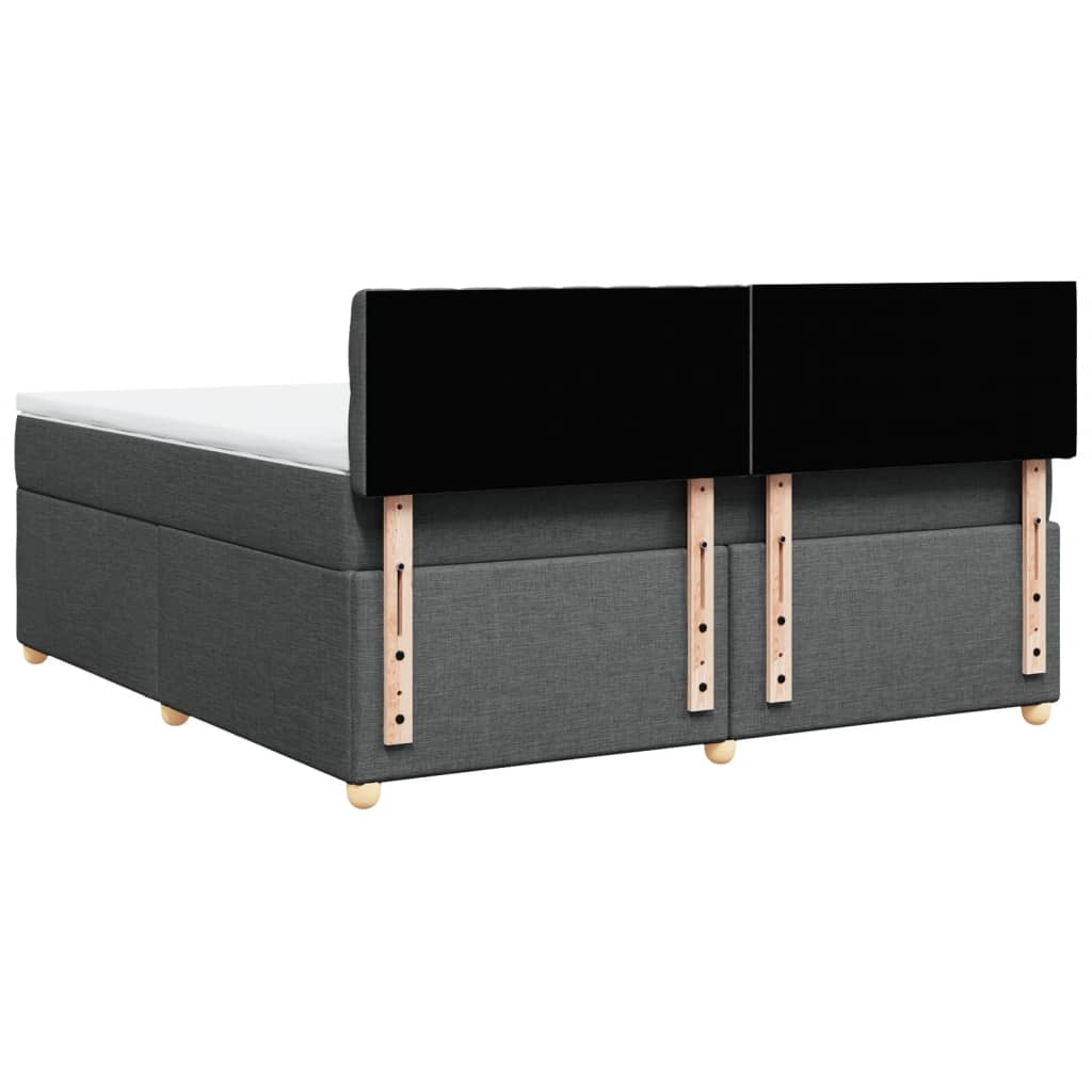 Box Spring Bed with Mattress Dark Grey 180 x 200 cm Fabric