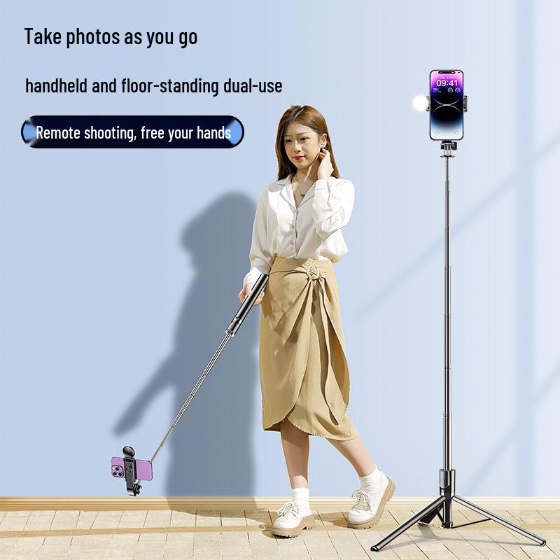Treppiede Multifunzione per Selfie con Luce di Riempimento per Fotografia e Video su Dispositivi Mobili