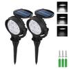2Pcs 7 LEDs Solar Spotlights Outdoor IP65 Waterproof Spot Lights Brightness Adjustable for Garden Backyard Driveway Patio Decor
