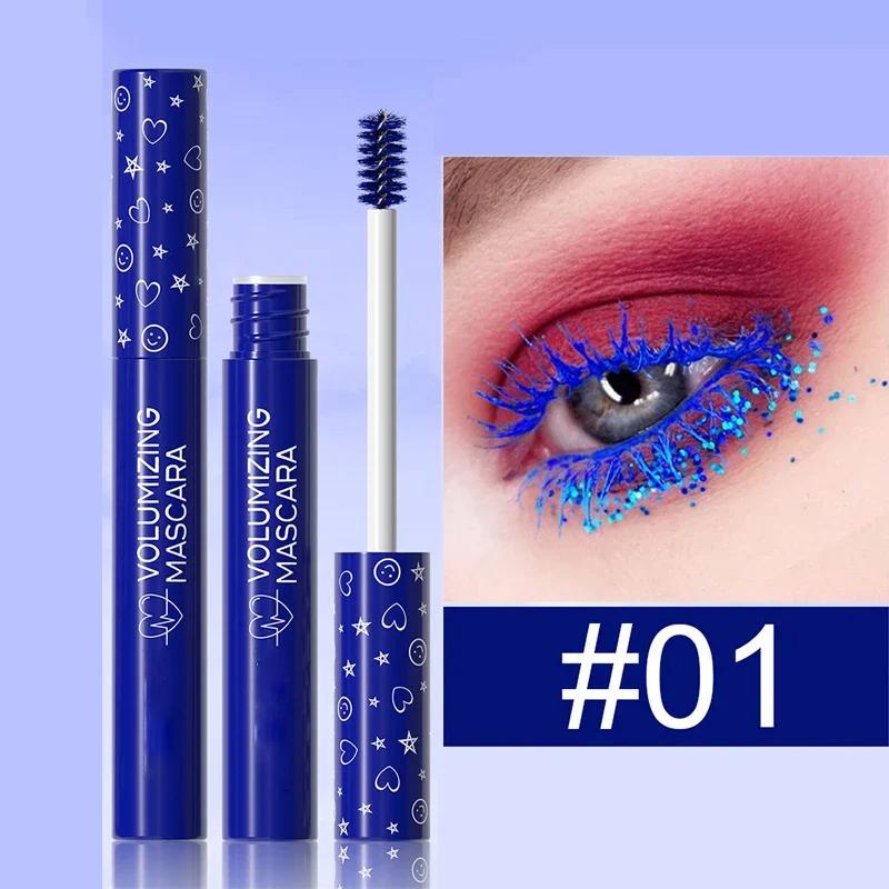 8 Kolorów Podkręcający Tusz do Rzęs Makijaż Sceniczny Wodoodporny Zielony Tusz Kremowy Niebieski Fioletowy Podkręcający Wydłużający Szybkoschnący Przedłużanie Rzęs