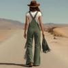 Cargo Jumpsuit Sleeveless Wide Leg Cargo Jumpsuit Adjustable Straps Front Button Closure Edge Details