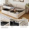 Letto imbottito 90x200 divano letto, velluto, contenitore idraulico, testiera alta, schienale intercambiabile, adatto per bambini e adulti, beige