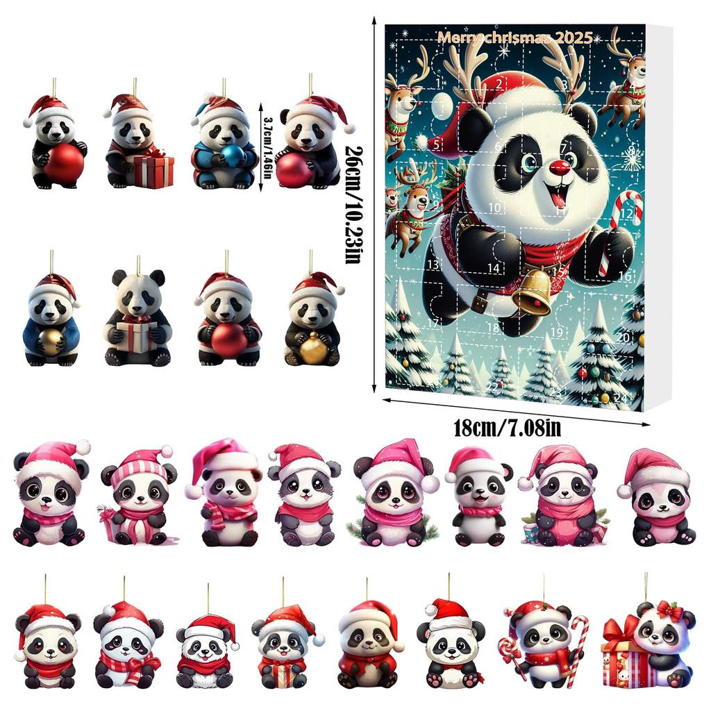 Christmas Panda Countdown Calendar With Acrylic Components And Festive Collectible Items