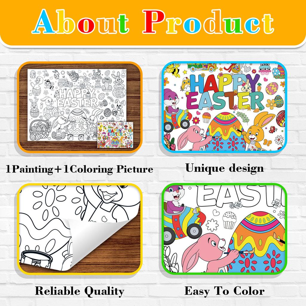 Wielkanocny Plakat do Kolorowania Stołowy Jednorazowy Papierowy Obrus na Przyjęcie Dziecięce 80*110cm Używany na Imprezy Rozwijający Zręczność Dziecięcych Rąk