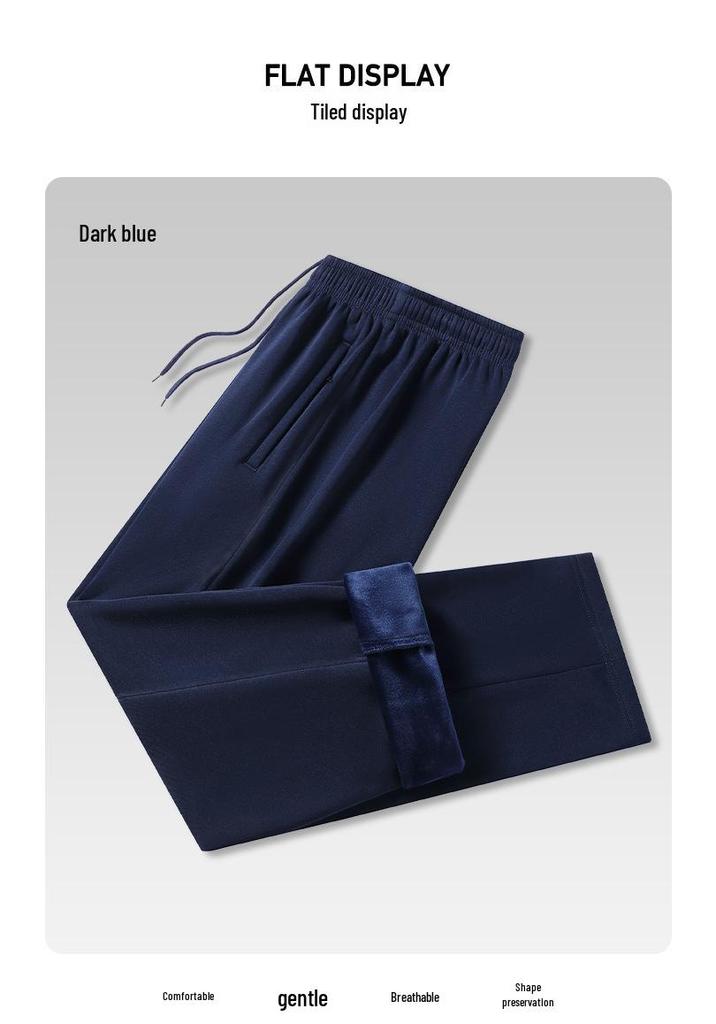 Fleece-Lined Cotton School Uniform Pants for Boys & Girls - Straight-Leg, Solid Color, Thick Winter Version for Middle & High School Students