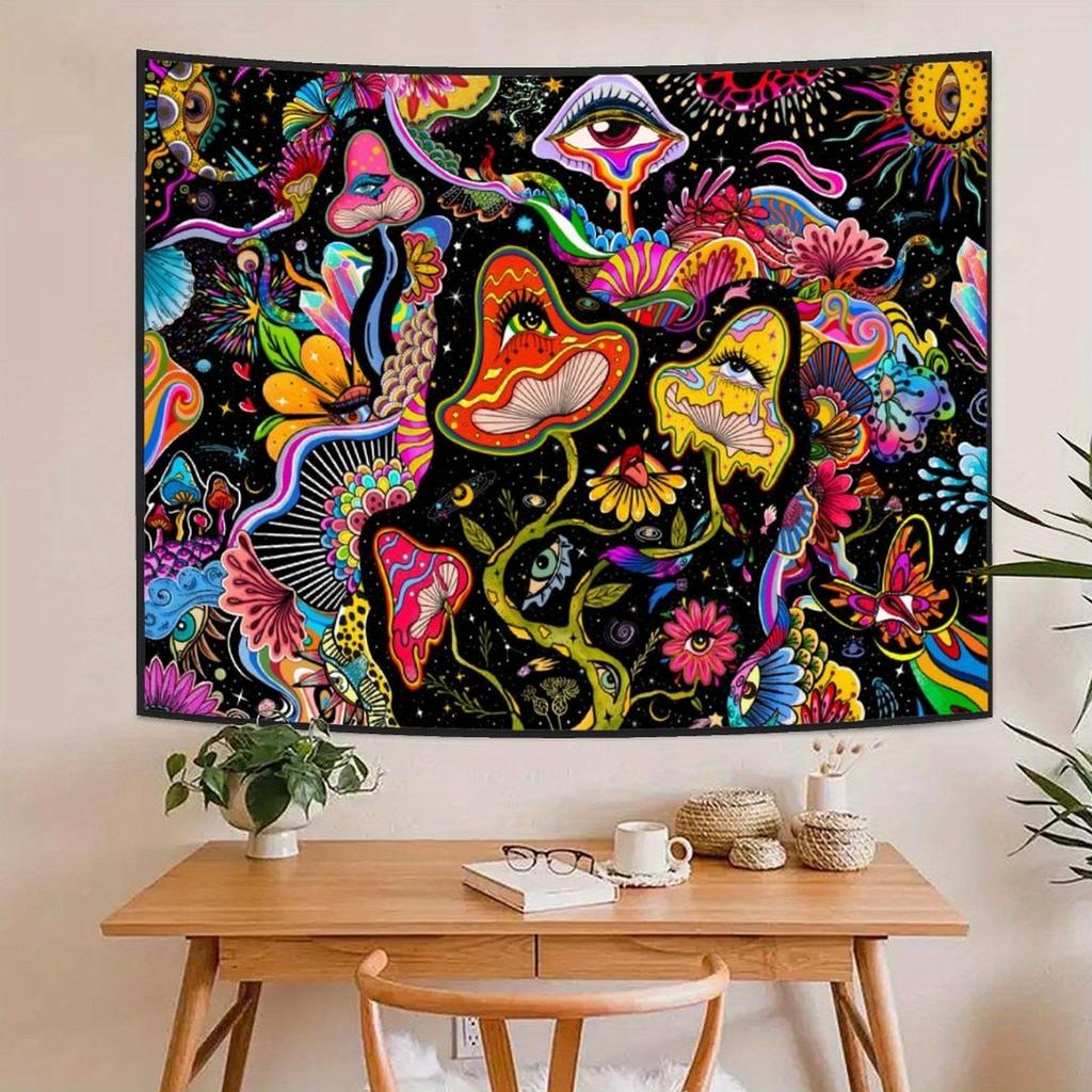 Mushroomshaped Pink Flowers Digital Printing Polyester Wall Hanging Tapestry Decorative Living Bedrooms Office Background Gift