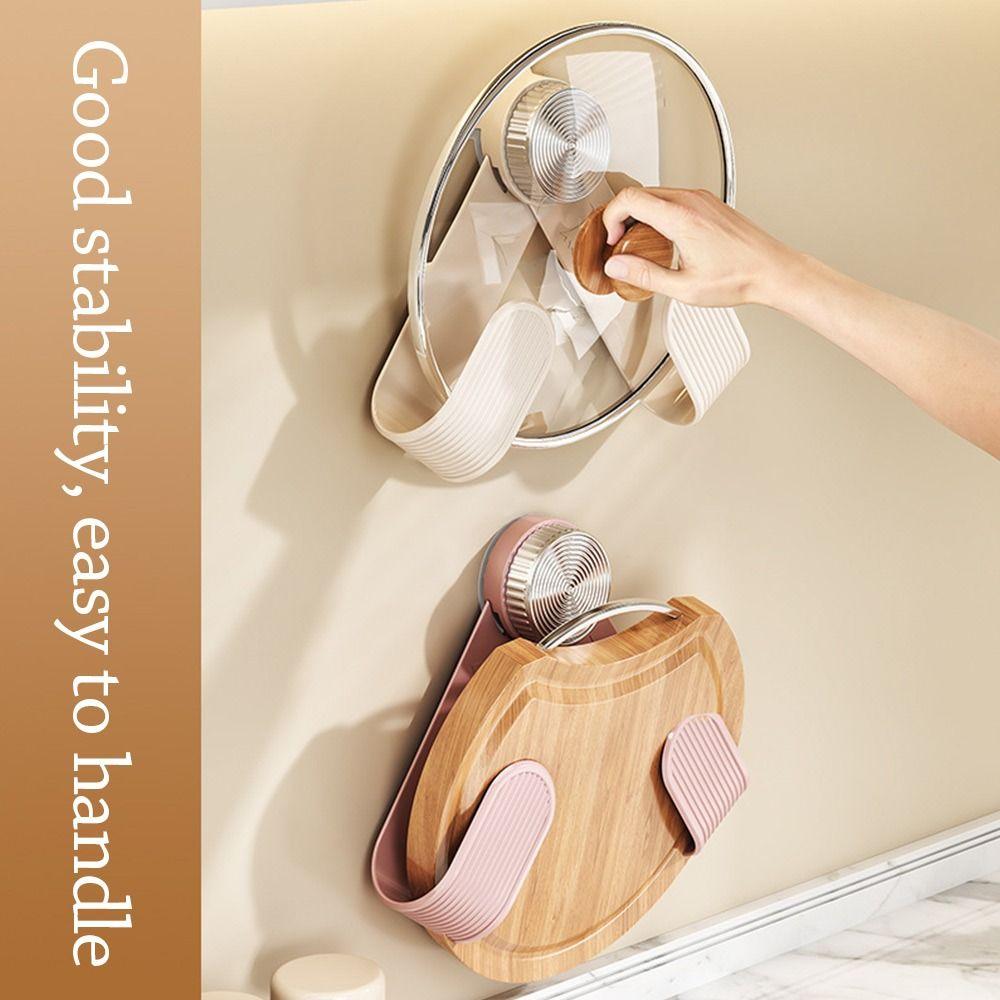 Wall Hanging Pot Cover Rack Suction Cup Kitchen Storage Rack Pan Cover Storage Holder  for Kitchen