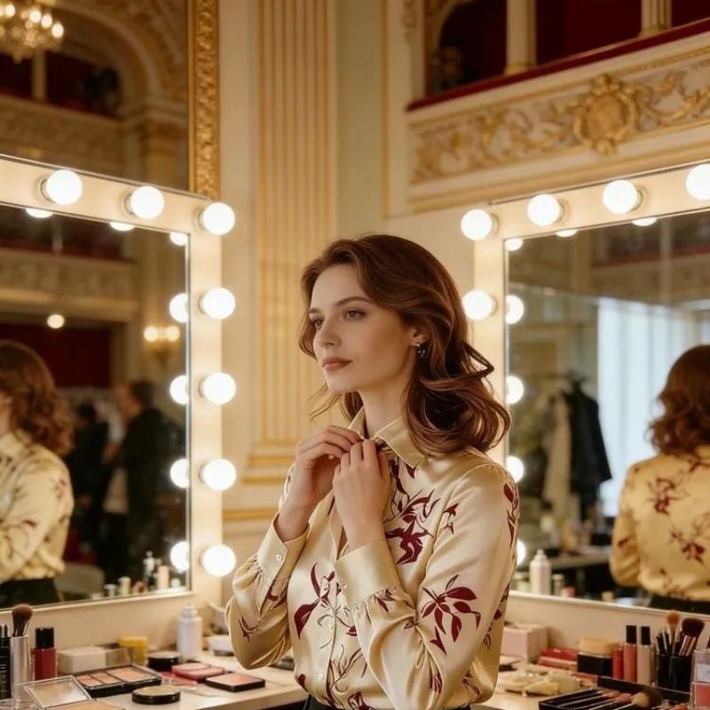 Floral-print satin blouse, perfect for daily wear and business meetings