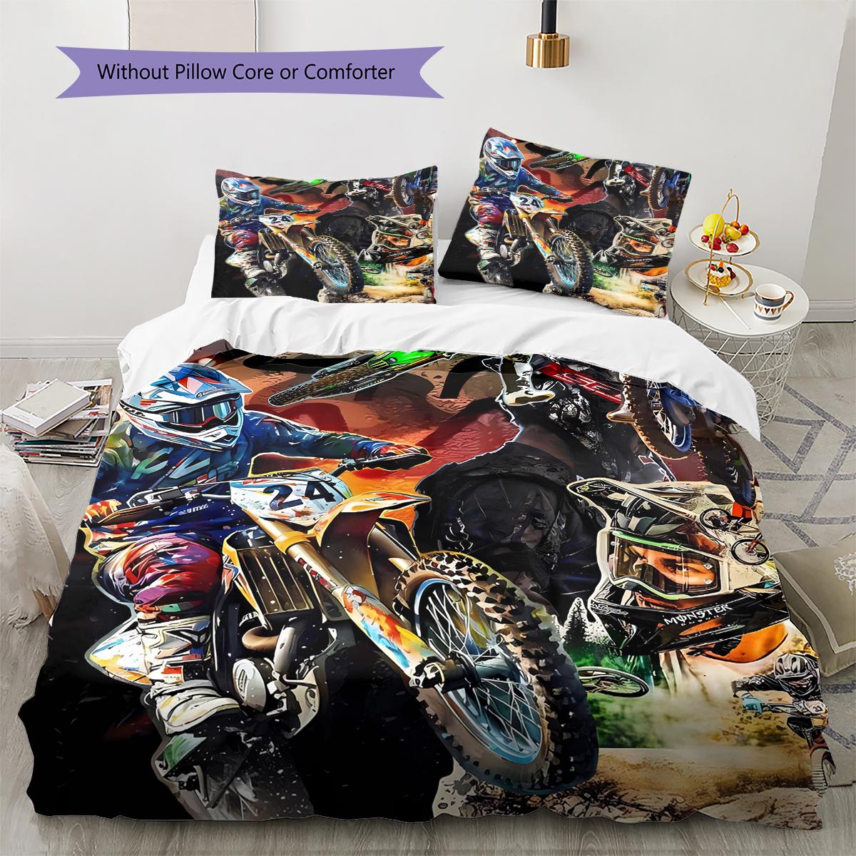 

Vr46 Motorcycle Pattern Bedding Quilt Set Quilt Cover Pillowcase Home Decoration Gift (1 * duvet cover + 2 * pillowcase, without core) 135x200cm