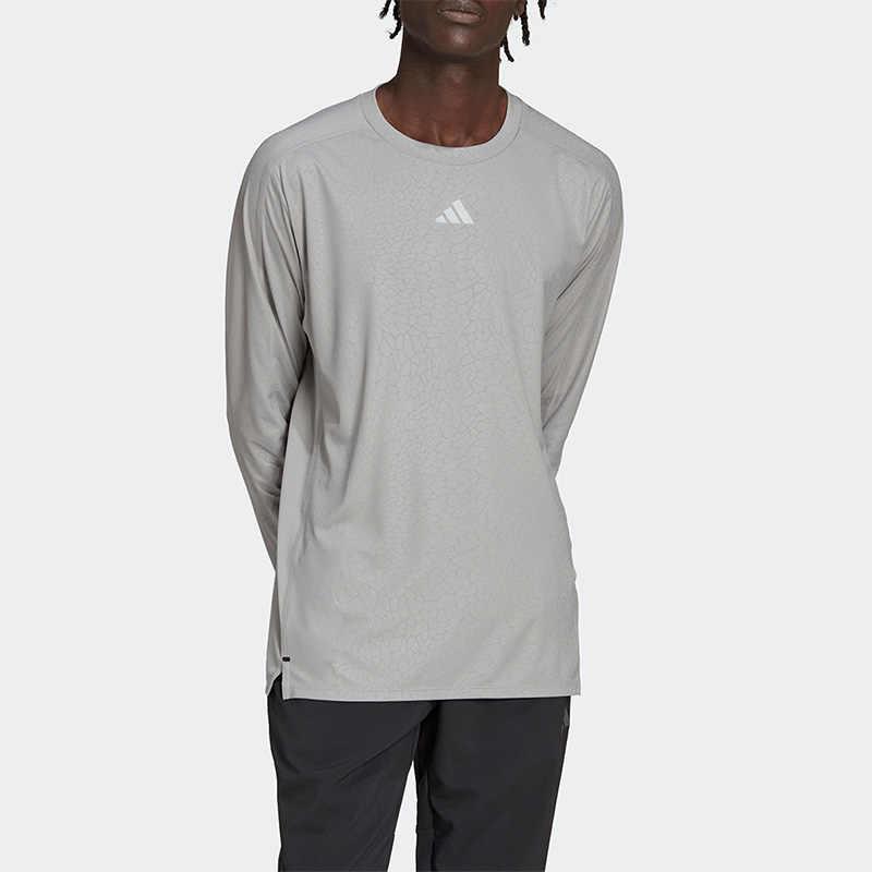Adidas Logo Print Long Sleeve T-Shirt Men Tops Gray IB9023