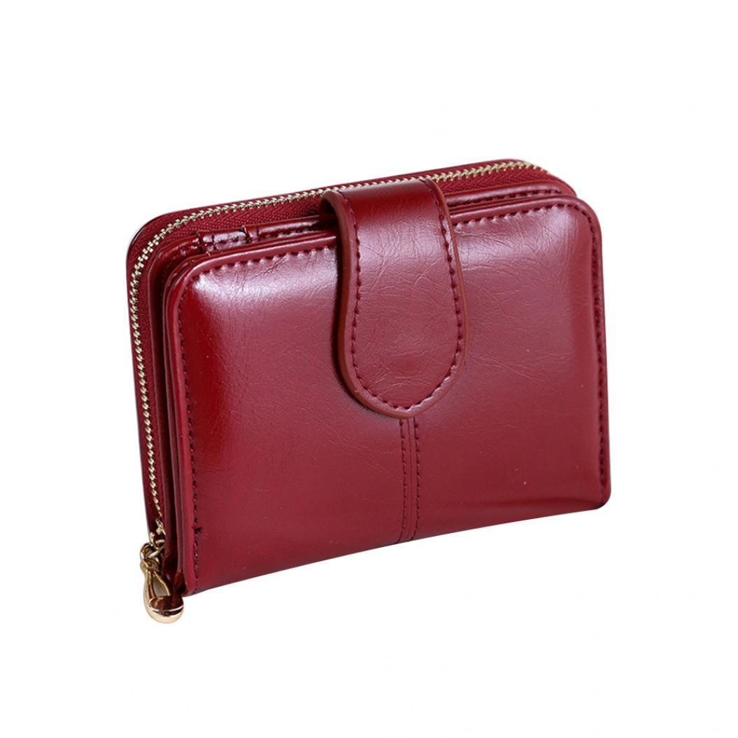 

Винтажный женский кошелек из искусственной кожи, маленький держатель для карт, короткий кошелек, Рождественский подарок красный