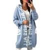 Cappotto Invernale da Donna Maglione Lungo con Cappuccio Autunno Spesso Caldo Lavorato a Maglia Lunghezza Media Ampio Chiusura con Zip Tasche Fantasia Lettere