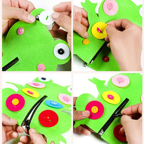 Cute Animal Flower Zipper Button DIY Non-Woven Boards Children Teaching Toy