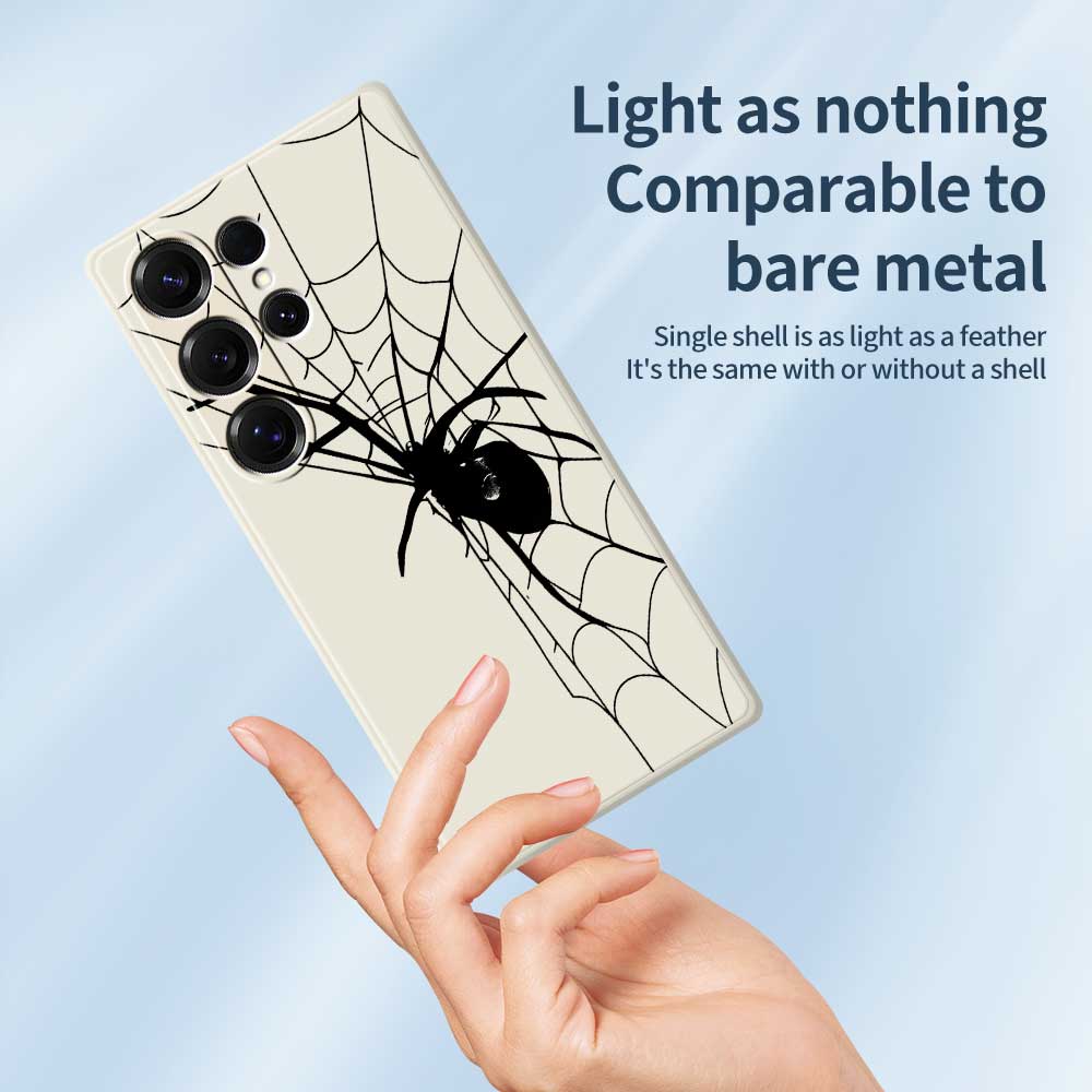 For Samsung Galaxy S25 Ultra Case Spider Pattern Printing Straight Edge TPU Phone Back Cover