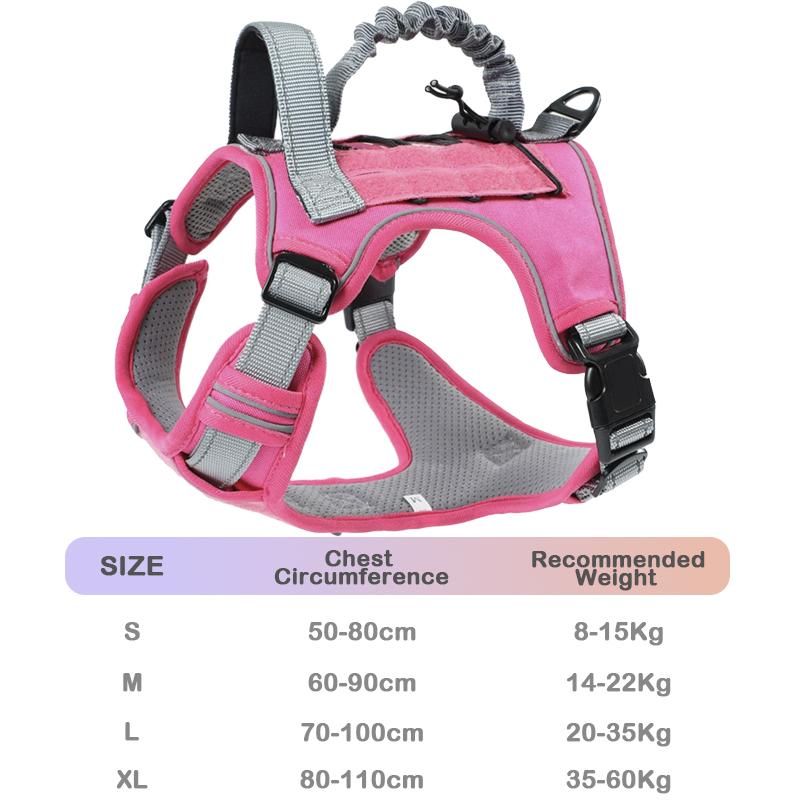 

Tactical No Pull Dog Harness Escape Proof - Reflective Adjustable Vest with Leash & Handle for Large Medium Dogs Outdoor Walking S