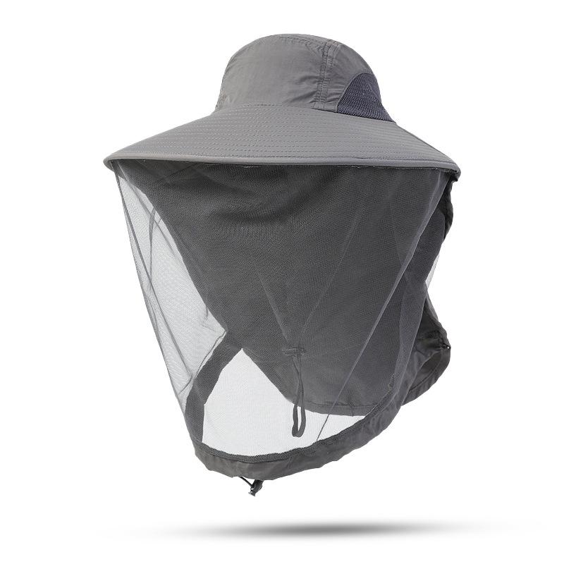 Men's Large Brim UV-Blocking Fishing Hat with Insect-Proof Net
