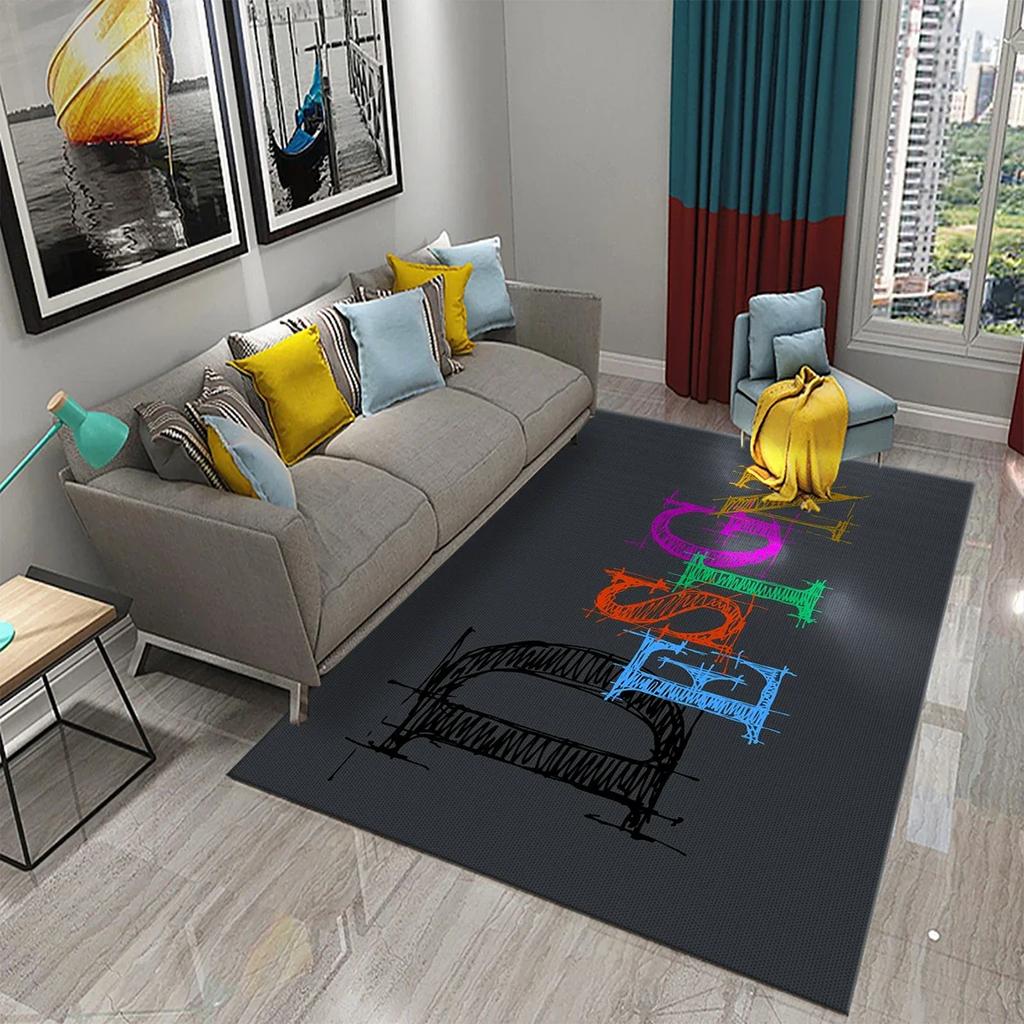 3D Letter Art Carpet Kitchen Bathroom Entrance Door Anti-Slip Mat Carpet Doormat Living Room Bedroom Home Decor Floor Mats Rug