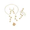 Women‘s Jewelry Set: Gold Alloy Necklace + Earrings + Ring + Bracelet, Cool Minimalist Metal Style, for Banquet & Commute, Women‘s Gift